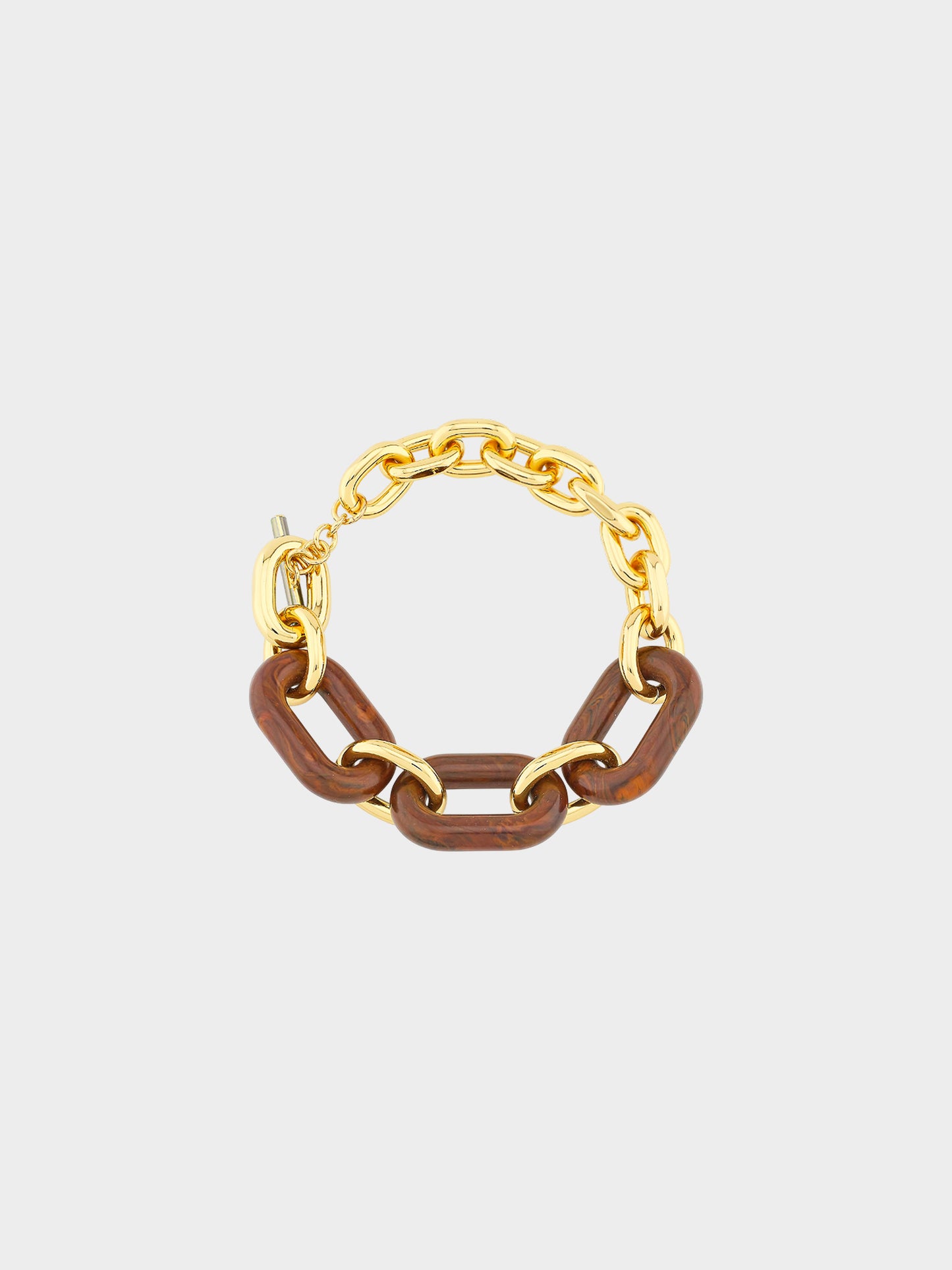 Paco Rabanne 2010s Gold and Wood Chain Link Choker Necklace and Earrings Set