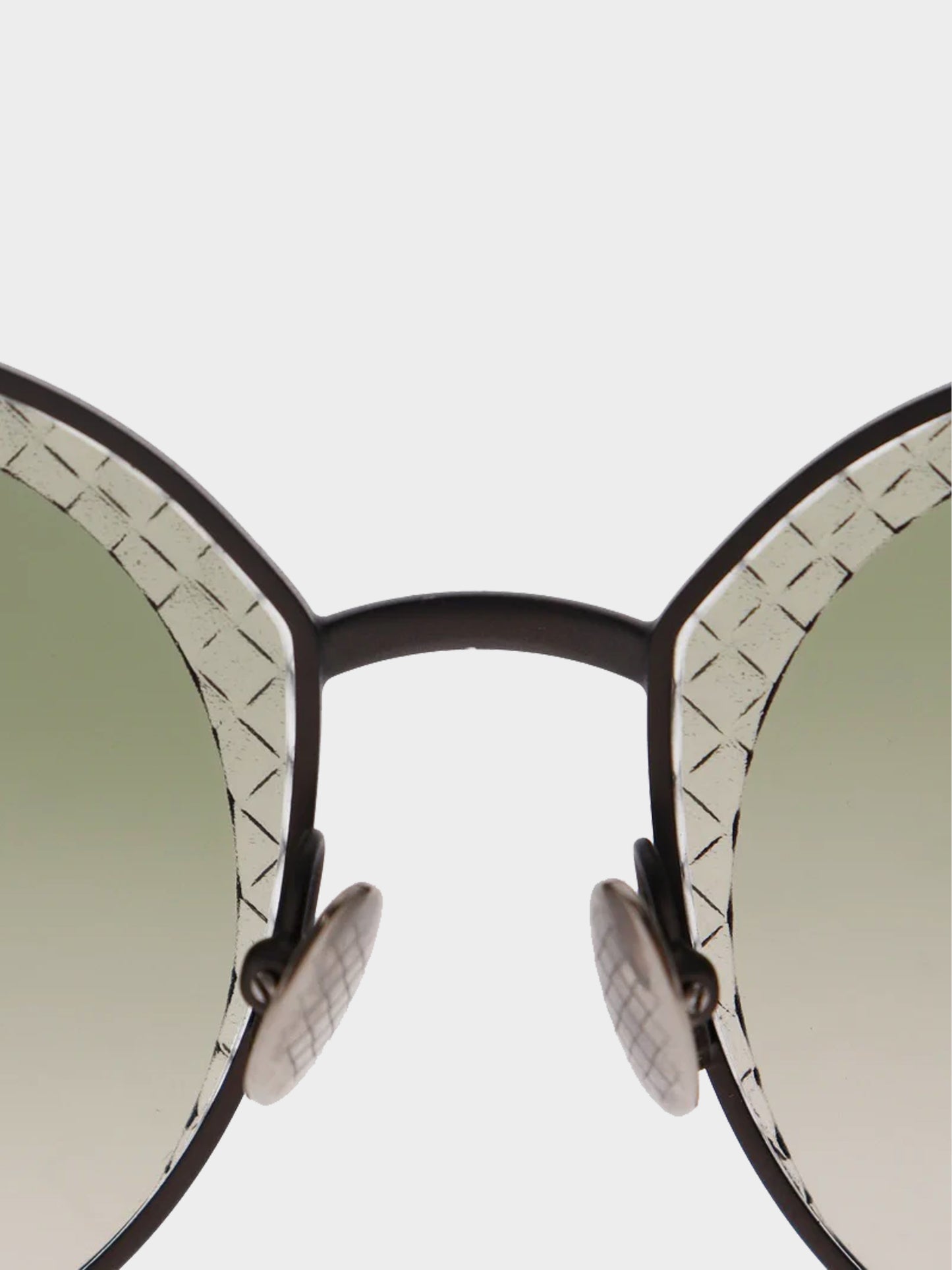 Bottega Veneta 2020s Khaki Ruthenium Intrecciato Cat-eye Sunglasses