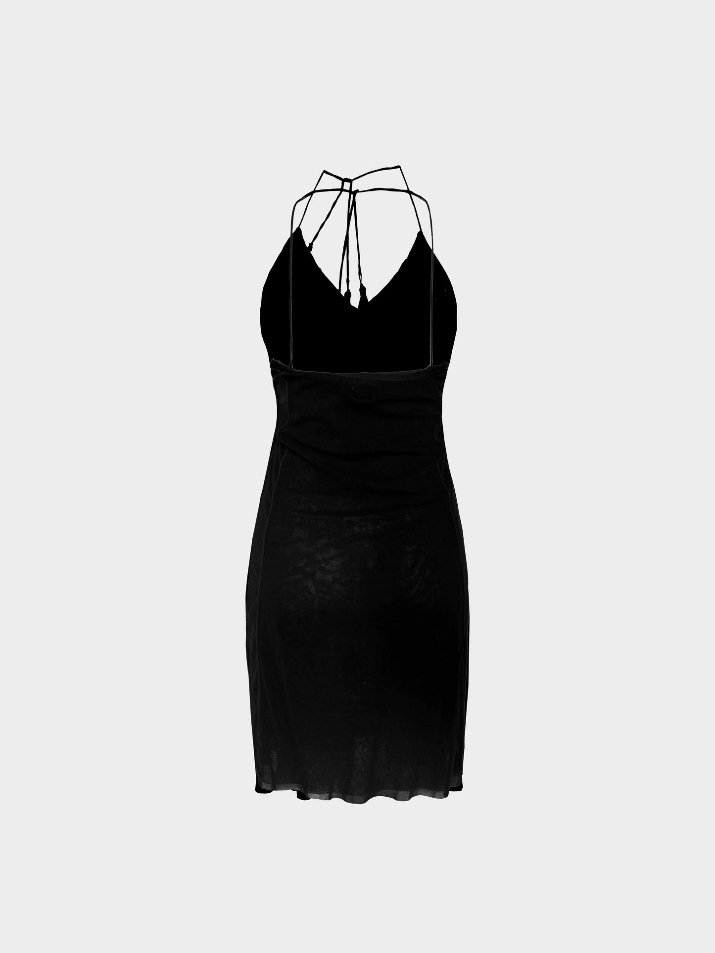 Jean Paul Gaultier 2000s Soleil Black Tassel Halter Slip Dress