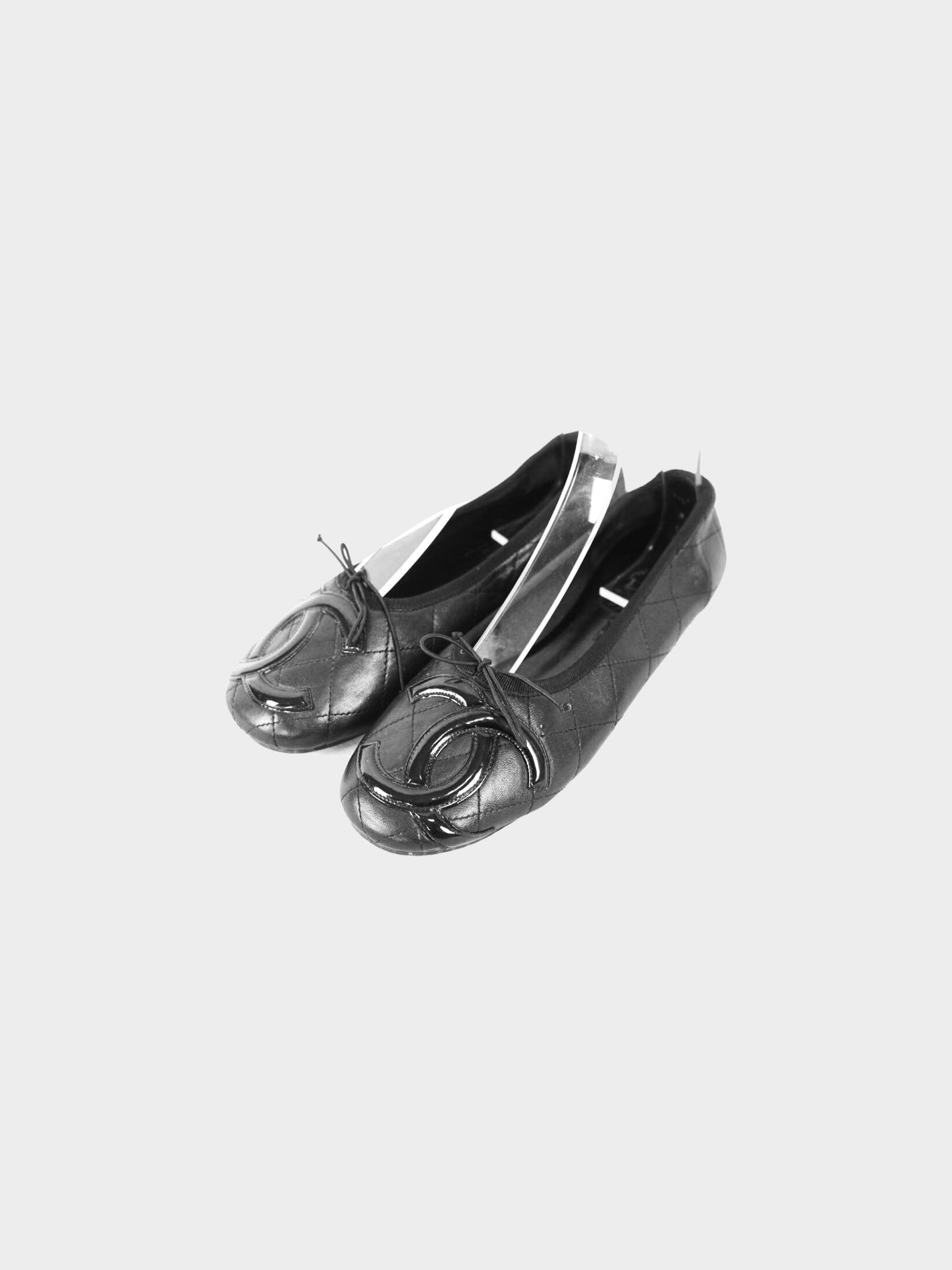 Chanel FW 2010 Black Leather Cambon Ballet Flats