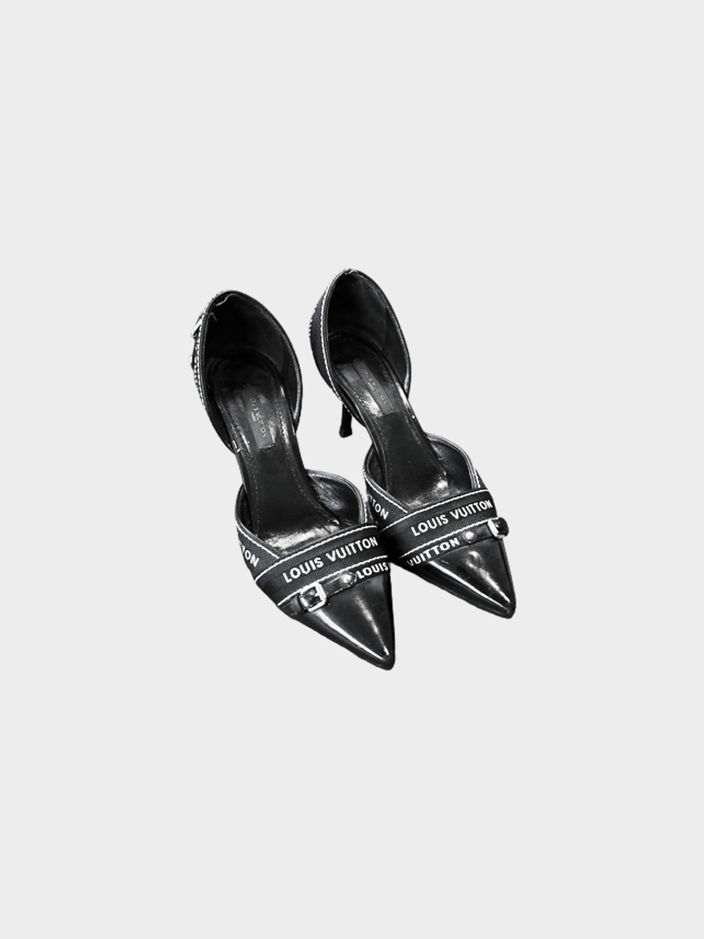 Louis Vuitton 2000s Black Patent Leather Ribbon Pumps