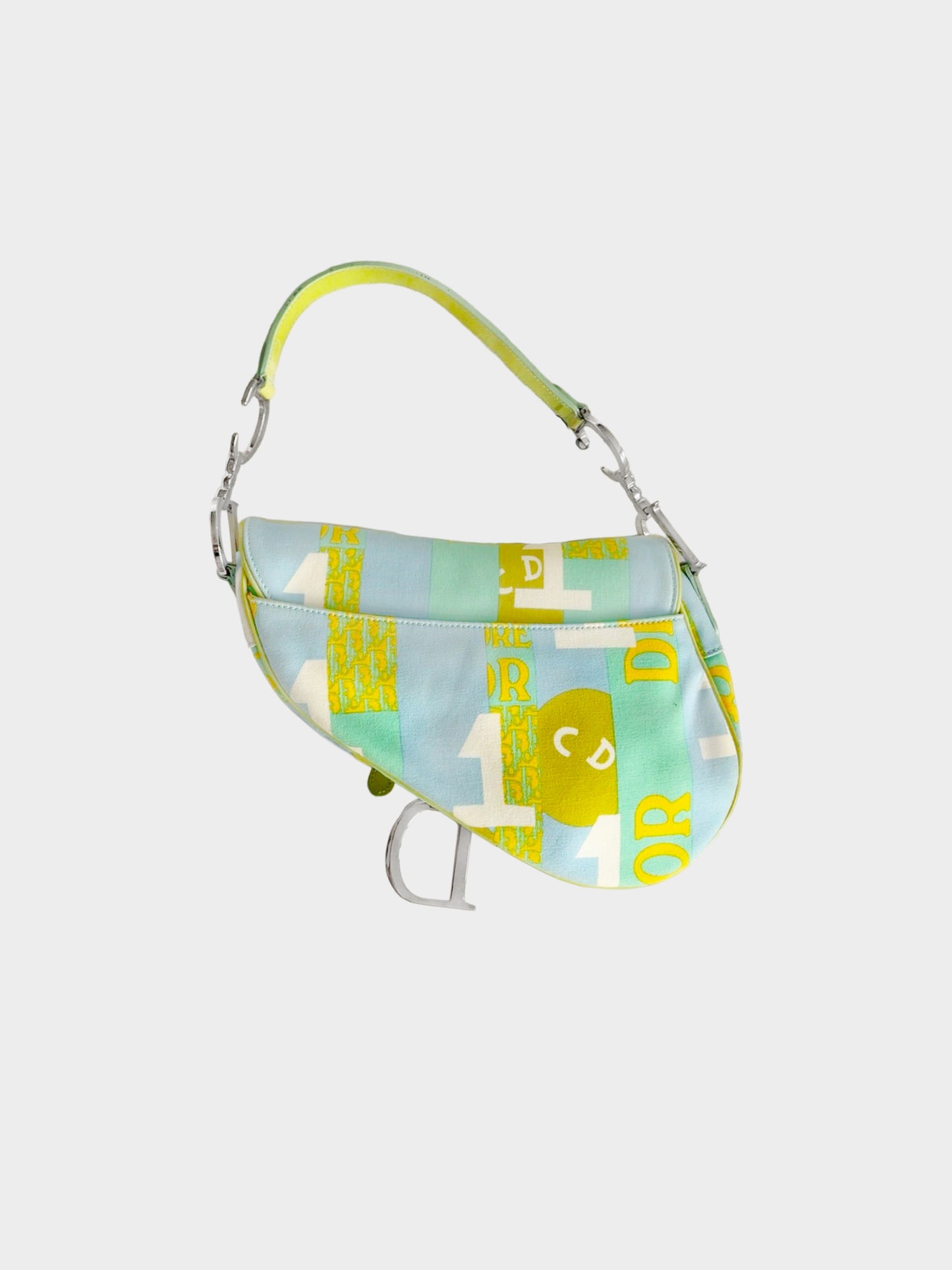 Christian Dior by John Galliano SS 2002 Rare Cartoon Collection Printed Canvas Saddle Bag