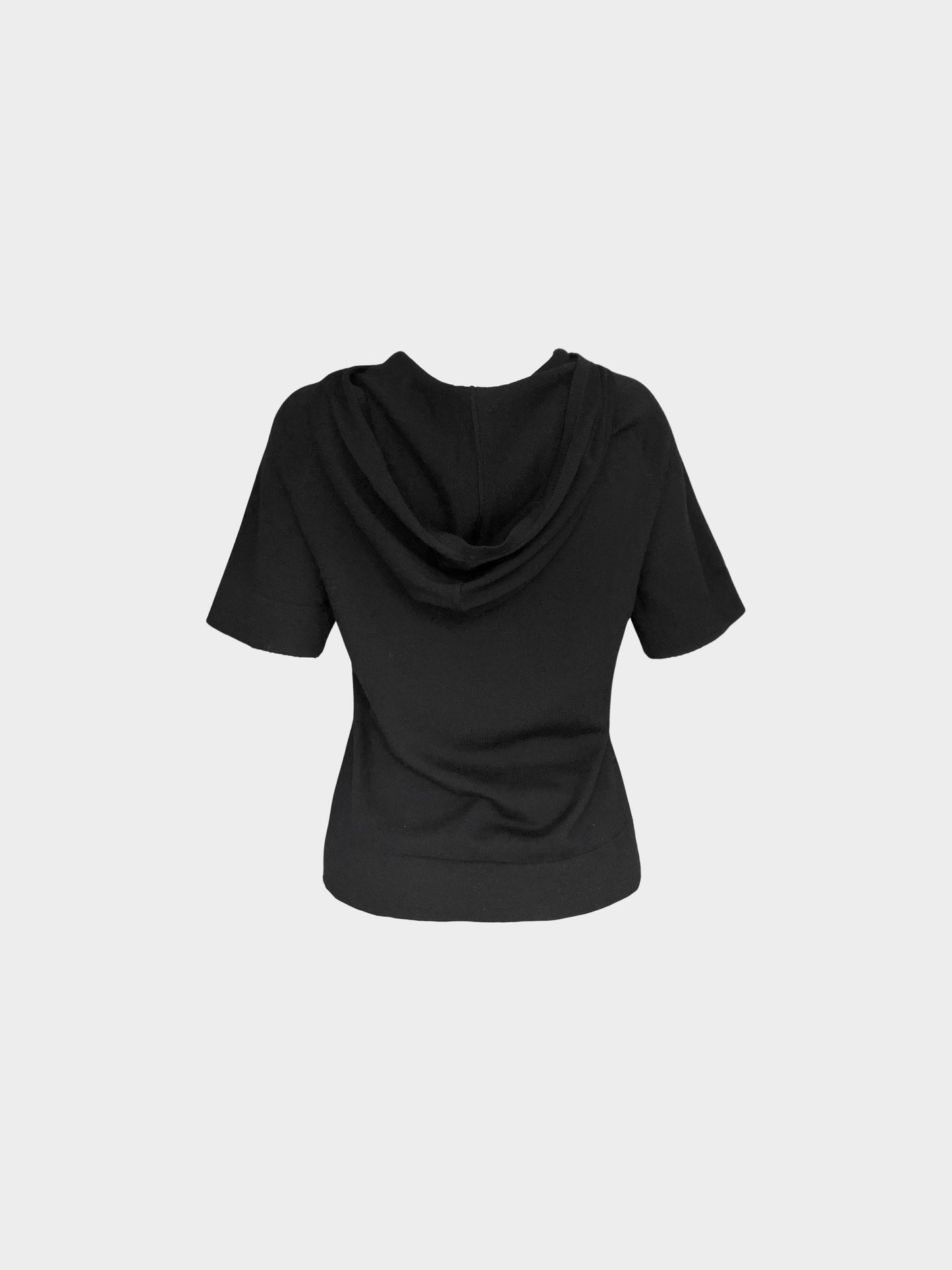 Chanel 2013 Black Wool Uniform Short-sleeved Hooded Sweater