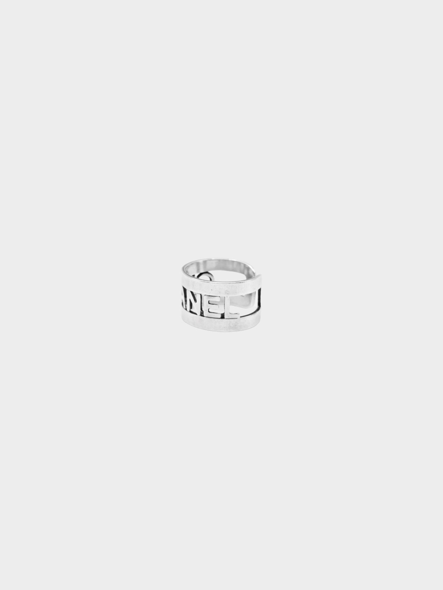Chanel 2000s Rare Silver Chanel Logo Ring