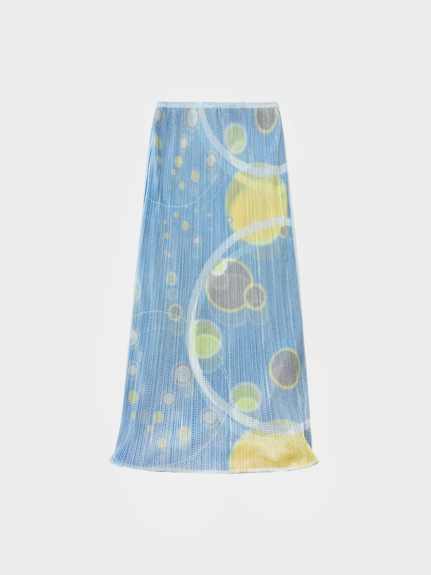 Issey Miyake Pleats Please SS 2011 Rare Blue and Yellow Cosmos Print Top and Skirt Set