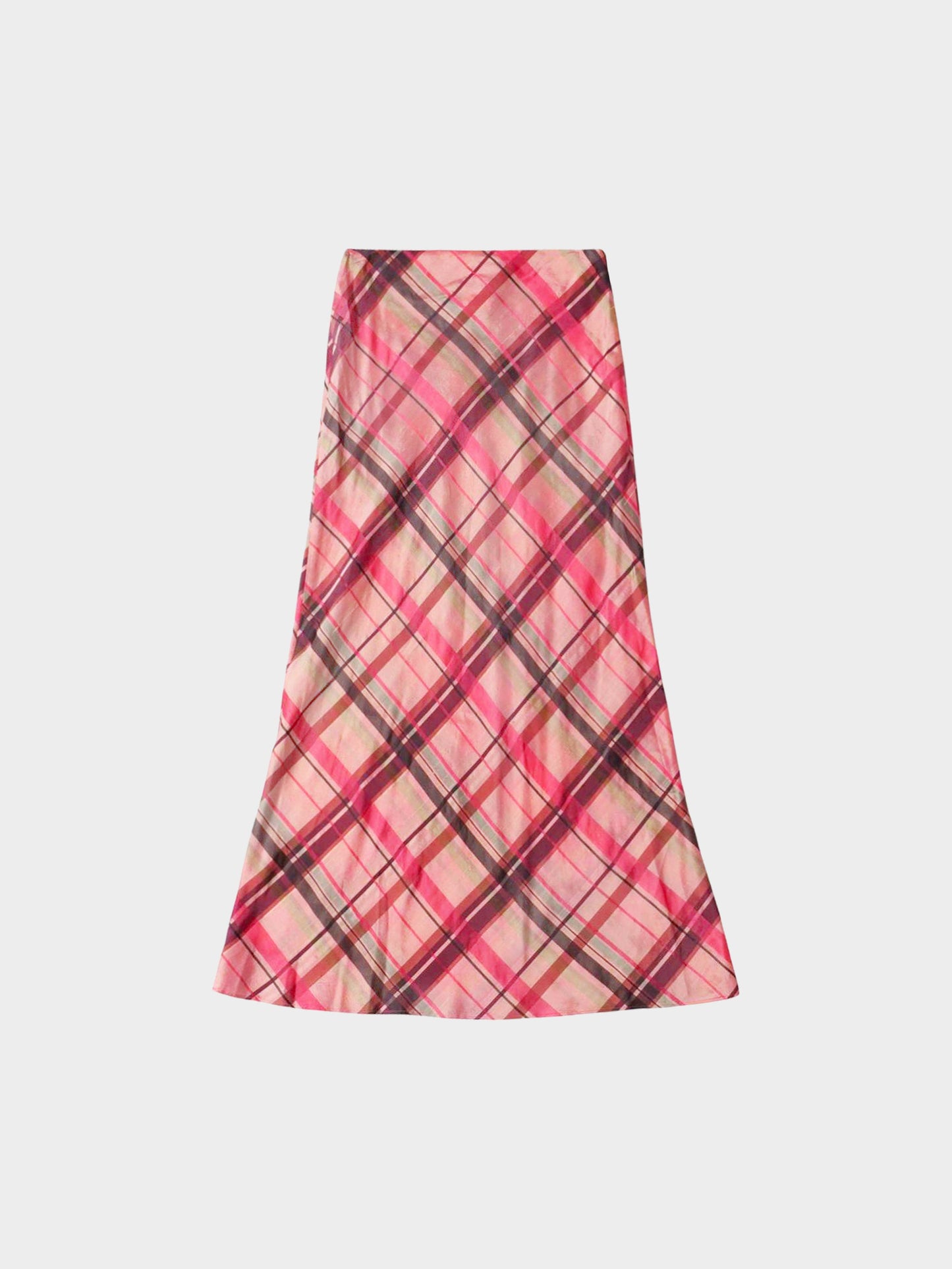 Yohji Yamamoto SS 2013 Pink Check Pattern Print Silk Skirt