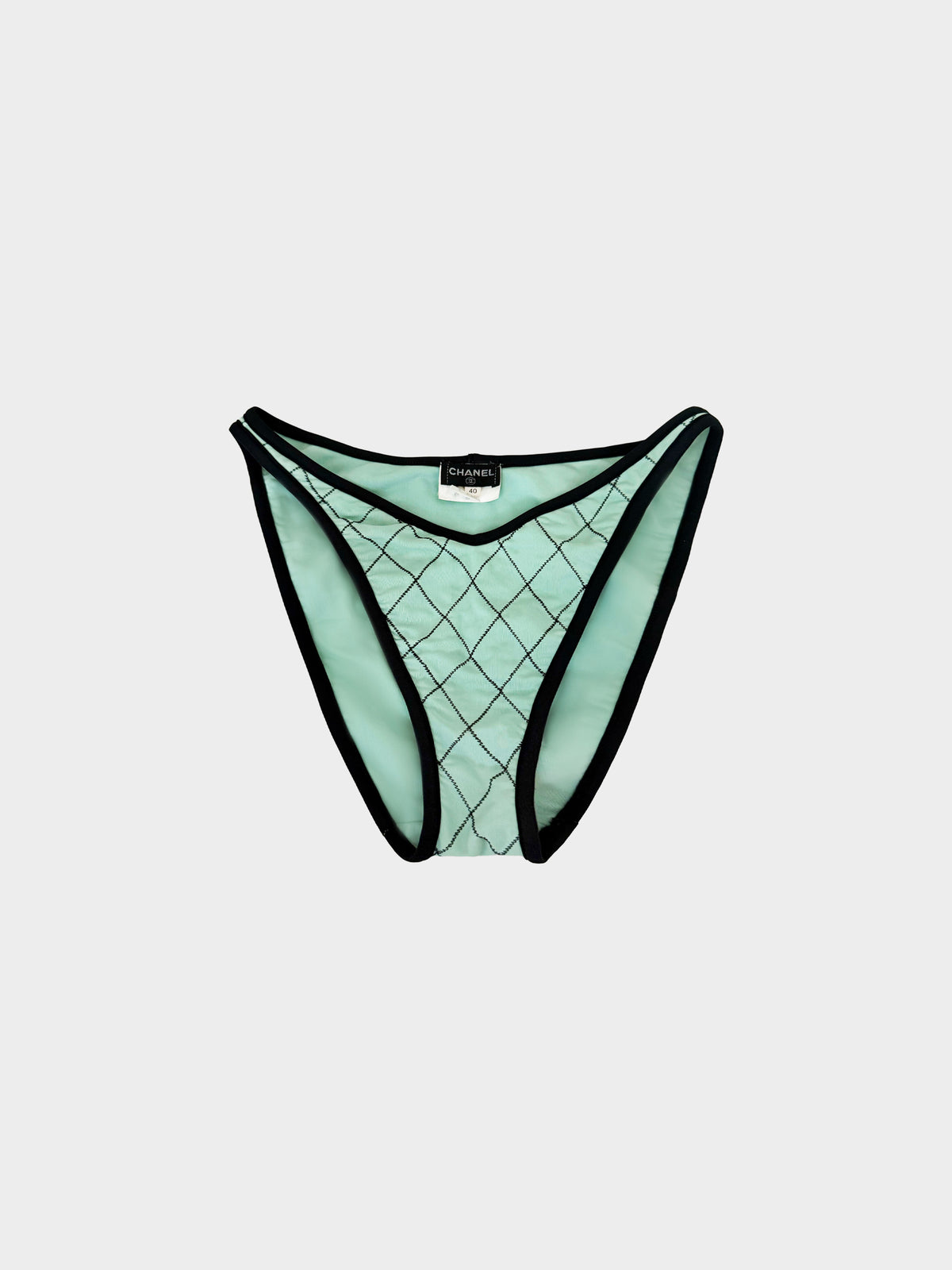 Chanel SS 1995 Green and Black Diamond Stitch Two Piece Swimsuit