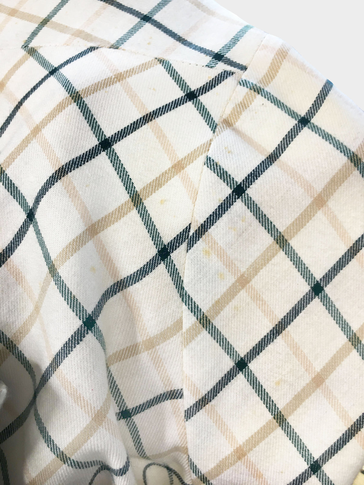 Vivienne Westwood 1993 Beige and Green Check Pattern Cotton Shirt and Ivory Long Skirt Set