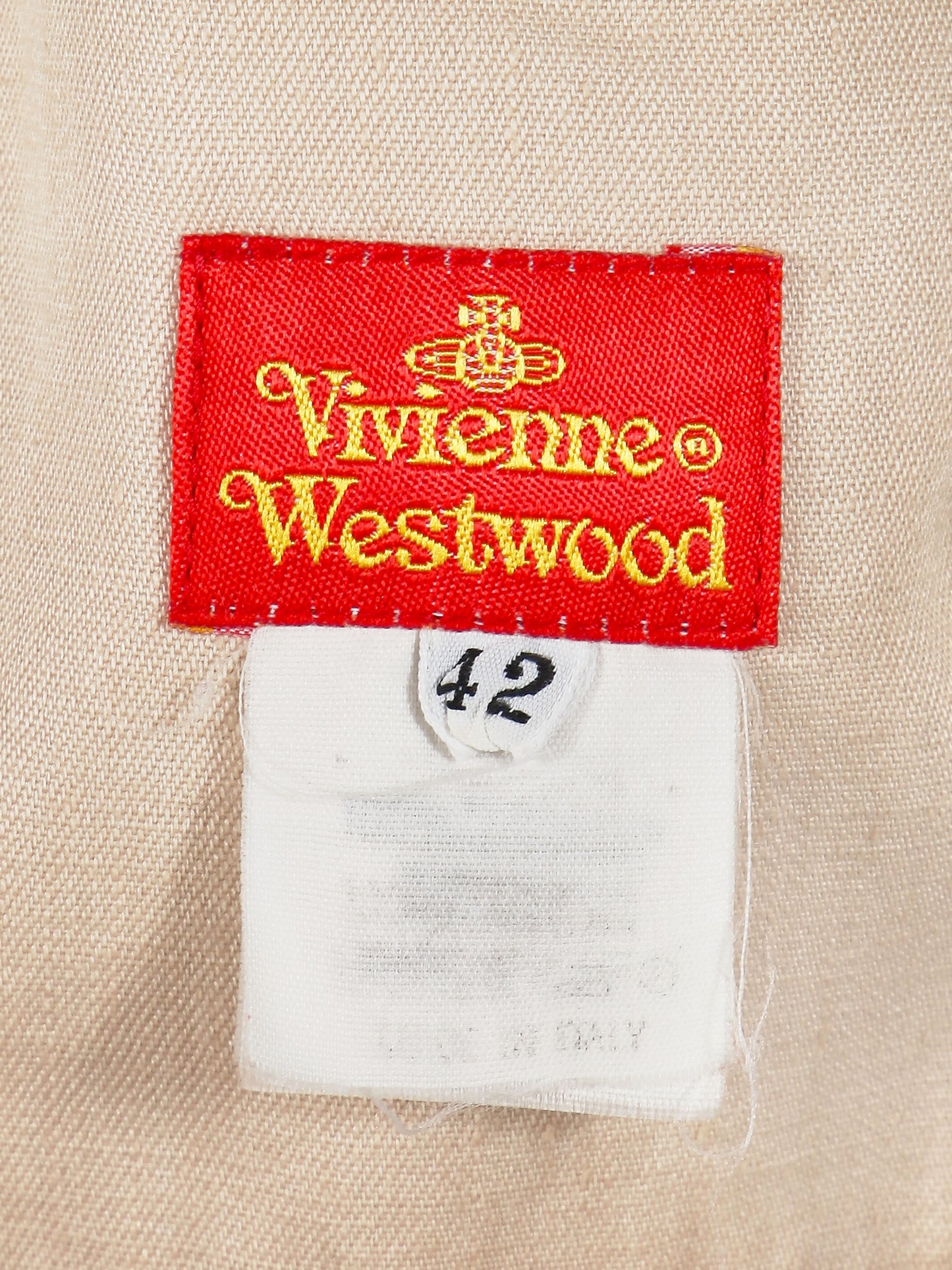 Vivienne Westwood 1993 Beige and Green Check Pattern Cotton Shirt and Ivory Long Skirt Set