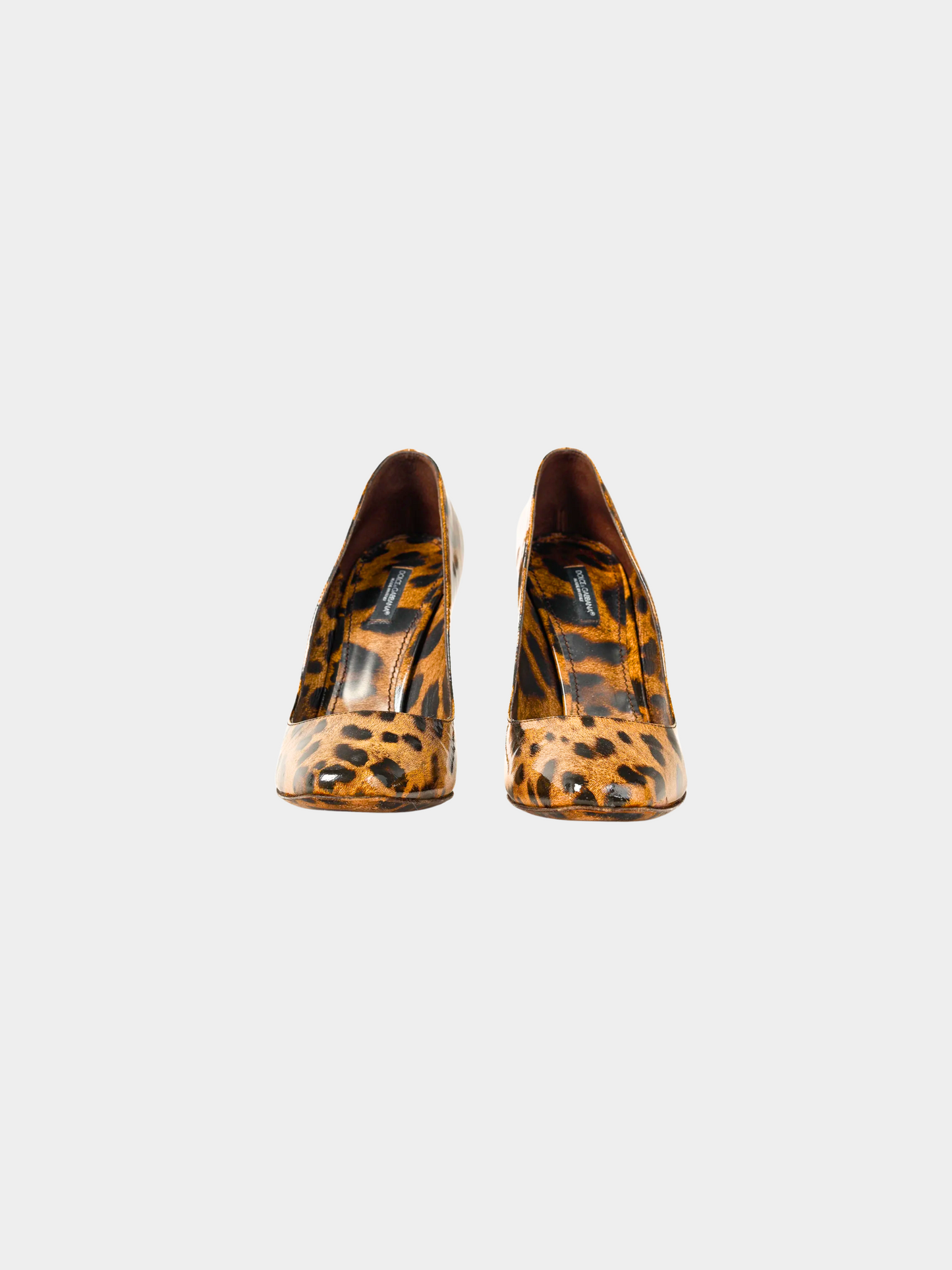 Dolce and Gabbana 2010s Brown Leopard Patent Leather Pumps