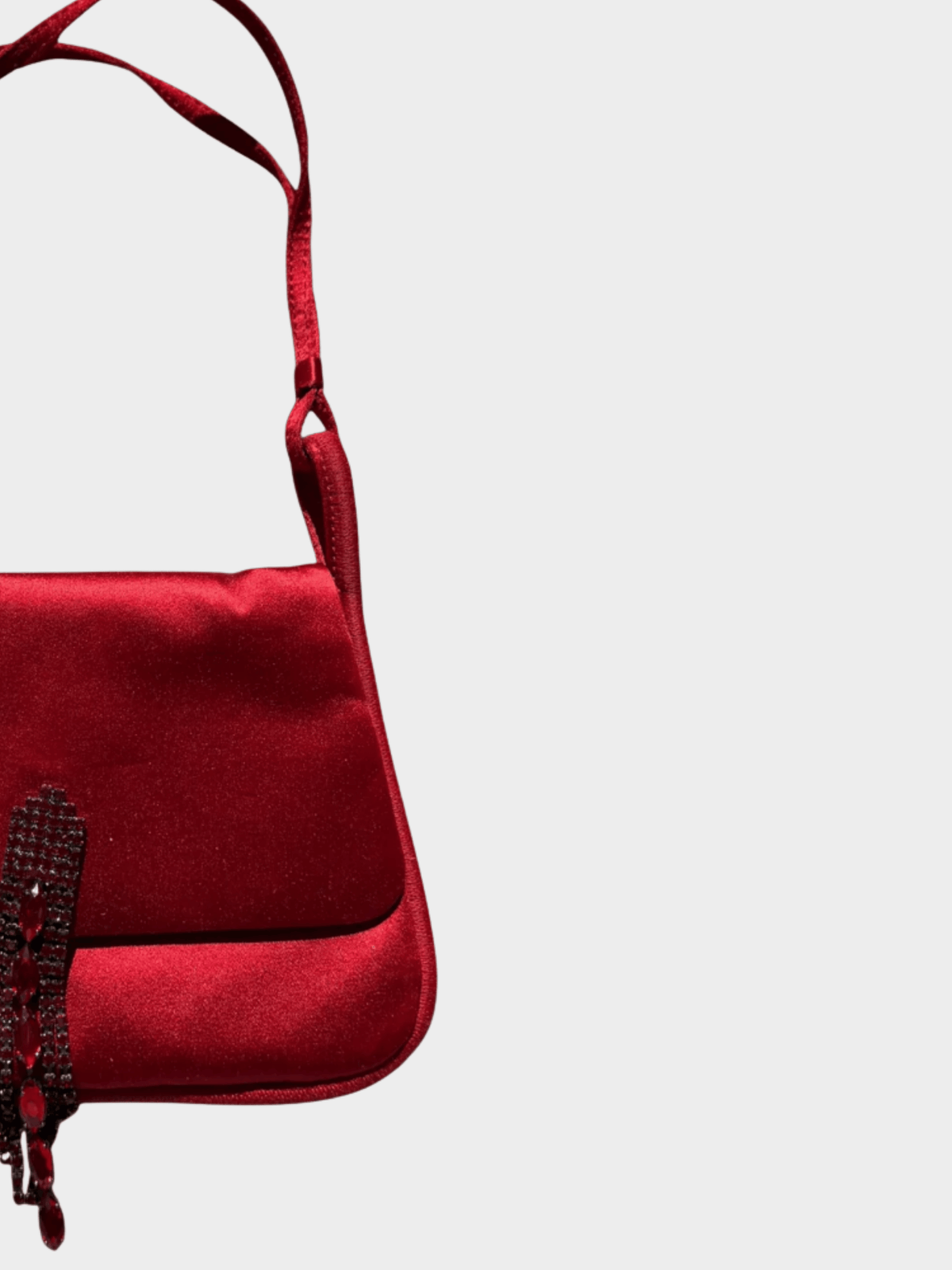 Escada 2000s Red Satin Crystal Evening Bag