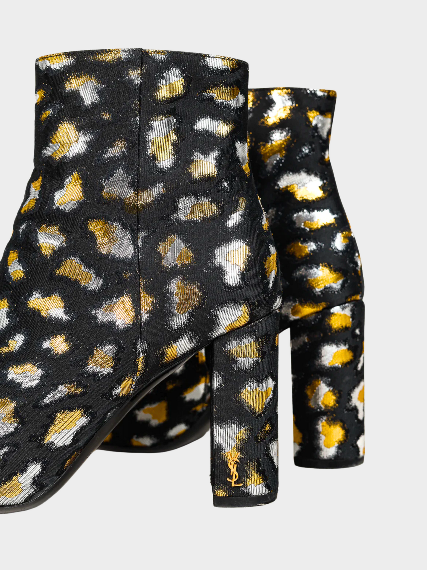 Yves Saint Laurent 2010s Black Glitch Leopard Jacquard Loulou Ankle Boots