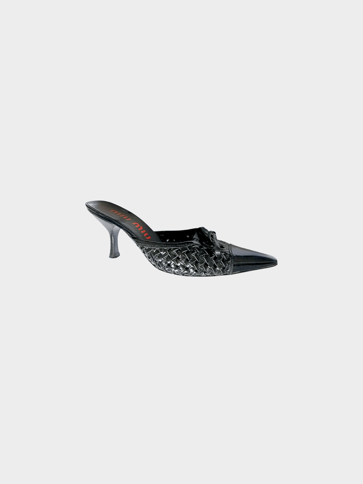Miu Miu 2000s Black Woven Bow Tie Kitten Heels