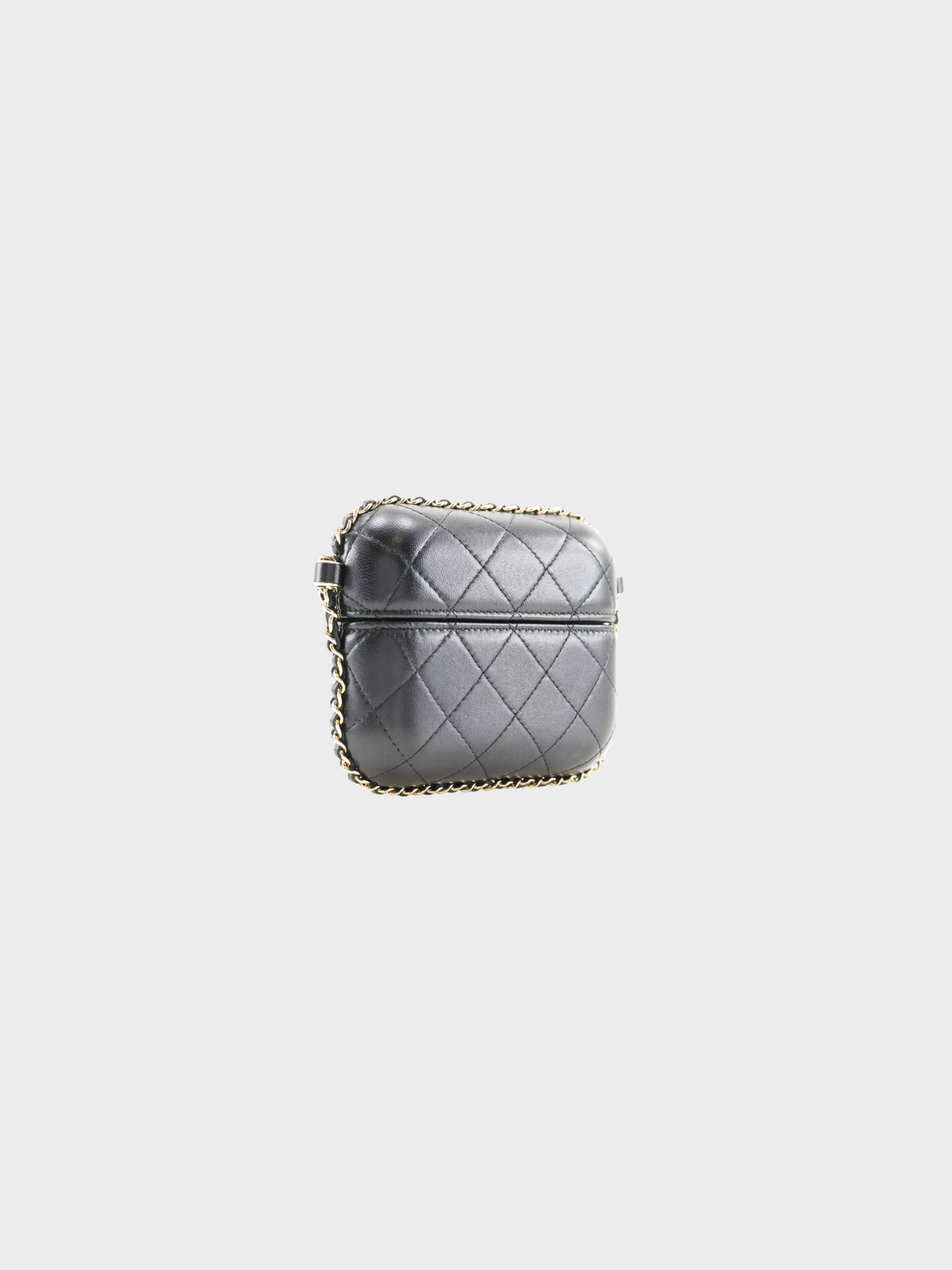 Chanel 2021 Black Leather Matelasse Chain Pochette Shoulder Bag