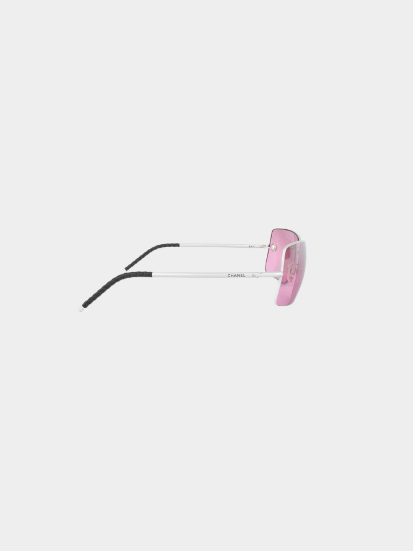 Chanel 2000s Silver and Pink Rectangle Sunglasses