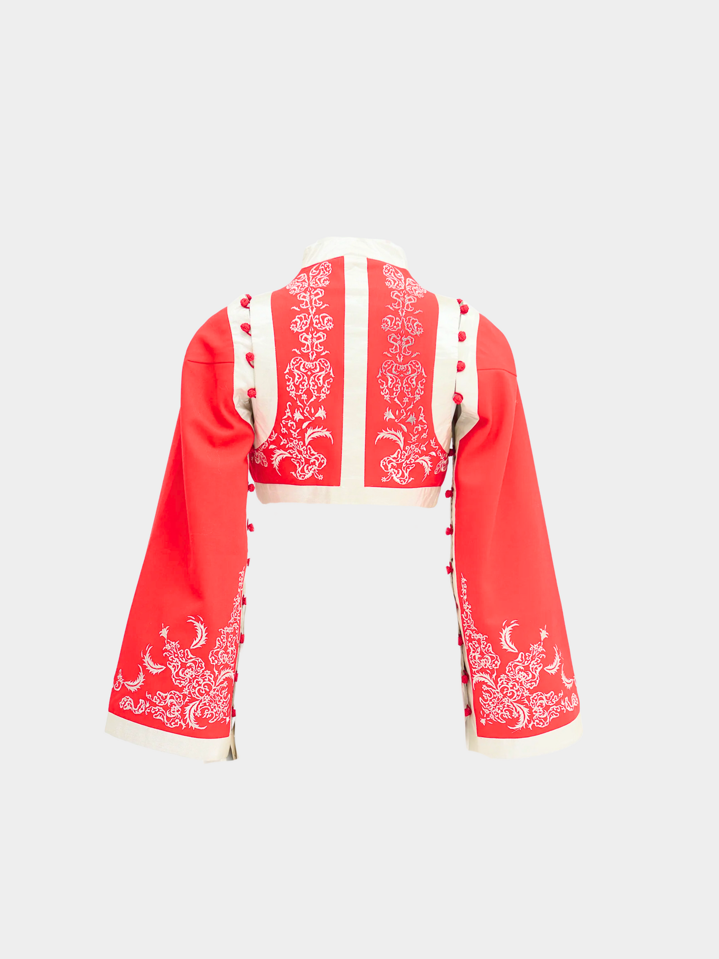 Alexander McQueen SS 2000 “Eye” Collection Silk Red Cropped Kimono Bolero