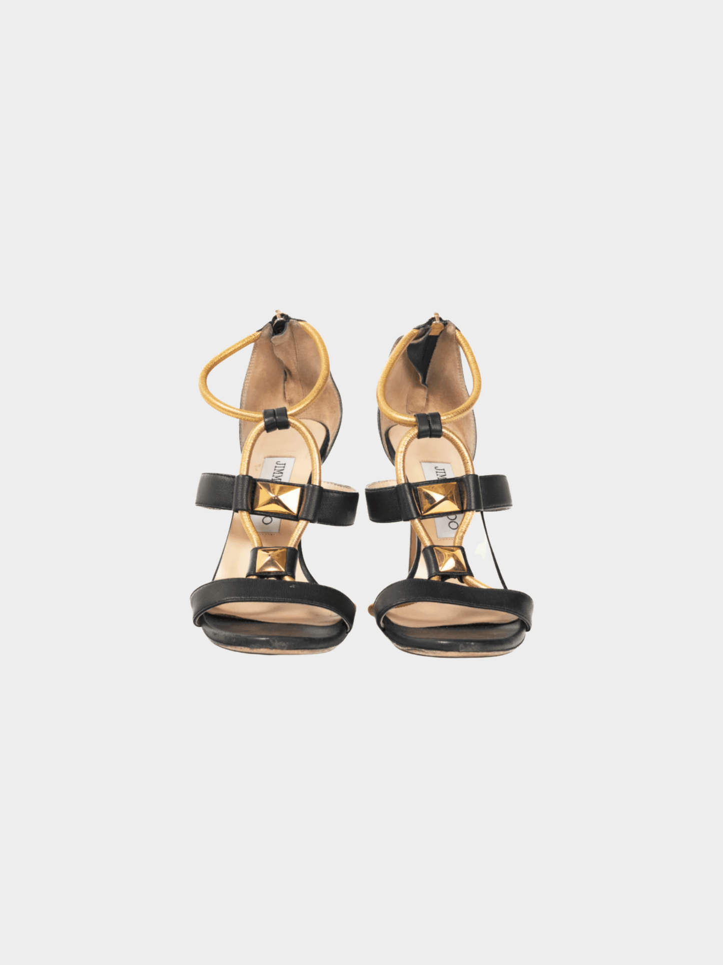 Jimmy Choo 2010s Venus Black Studded Leather Sandals