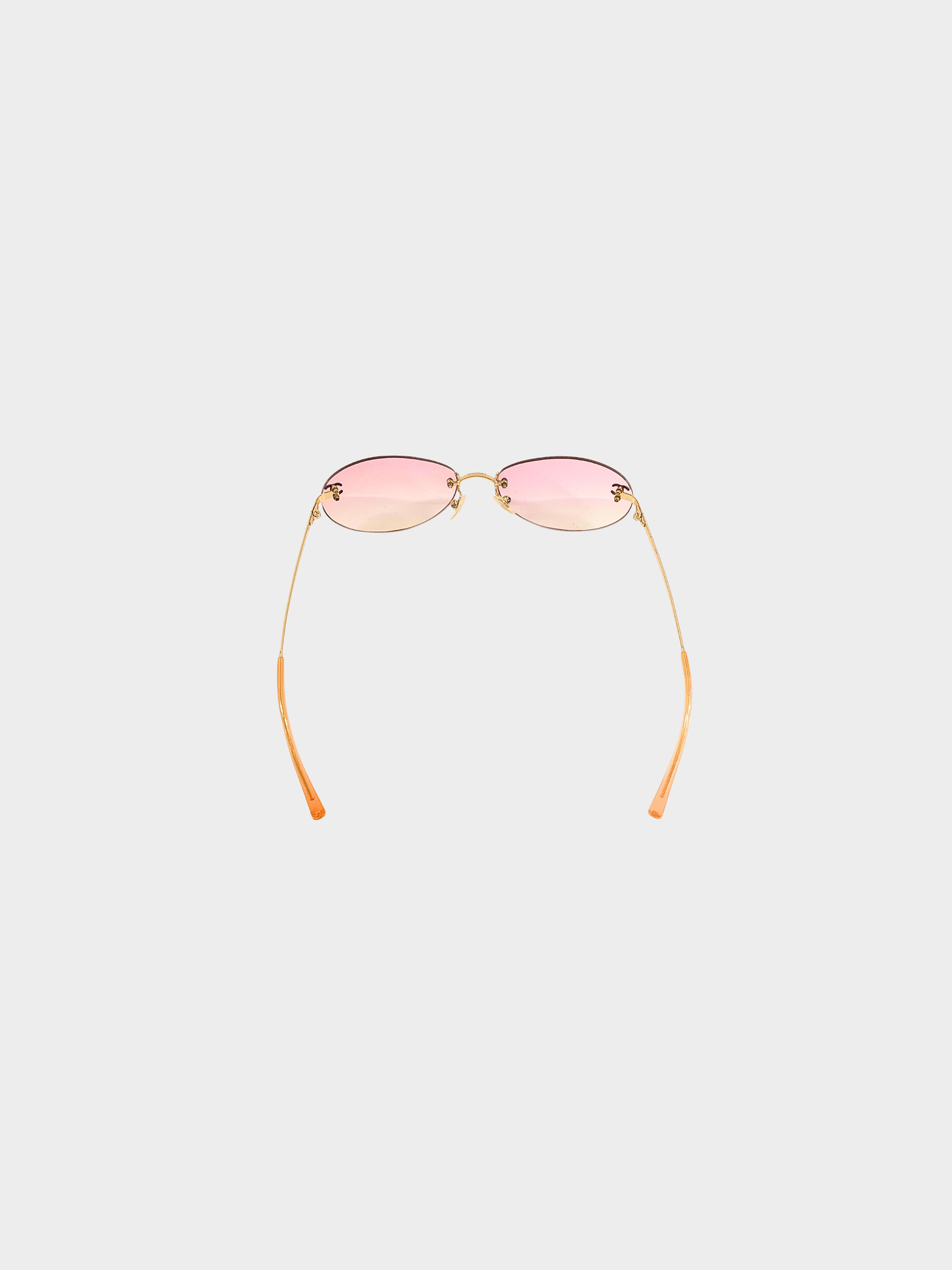 Chanel 2000s Pink Rimless CC 4003 Oval Sunglasses