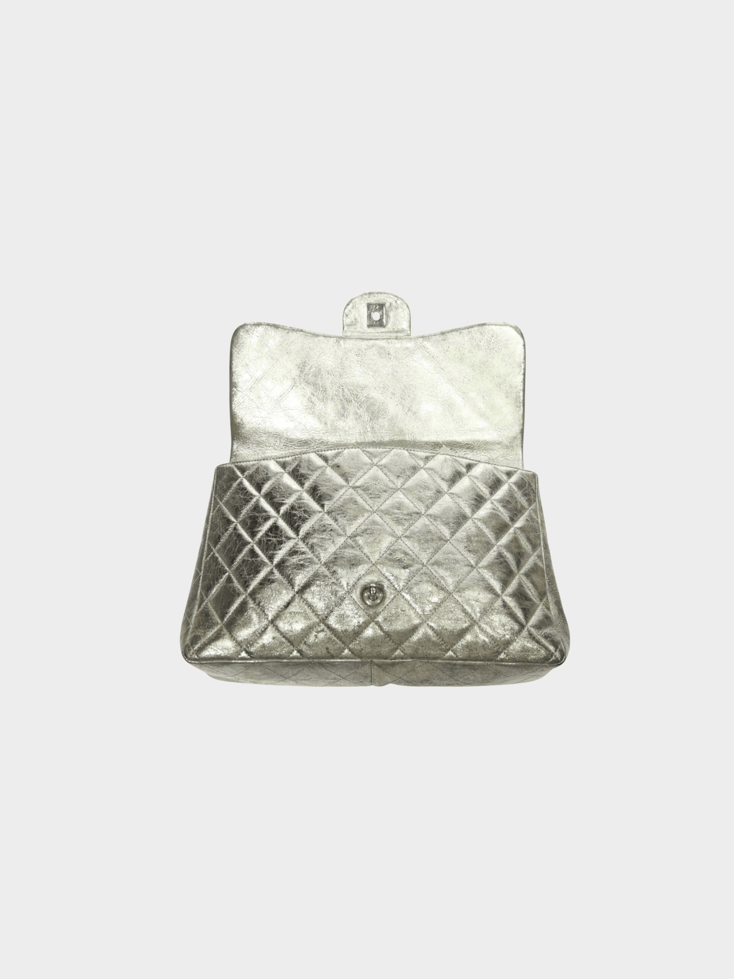 Chanel 2000s Silver Quilted Leather Classic Single Flap Bag