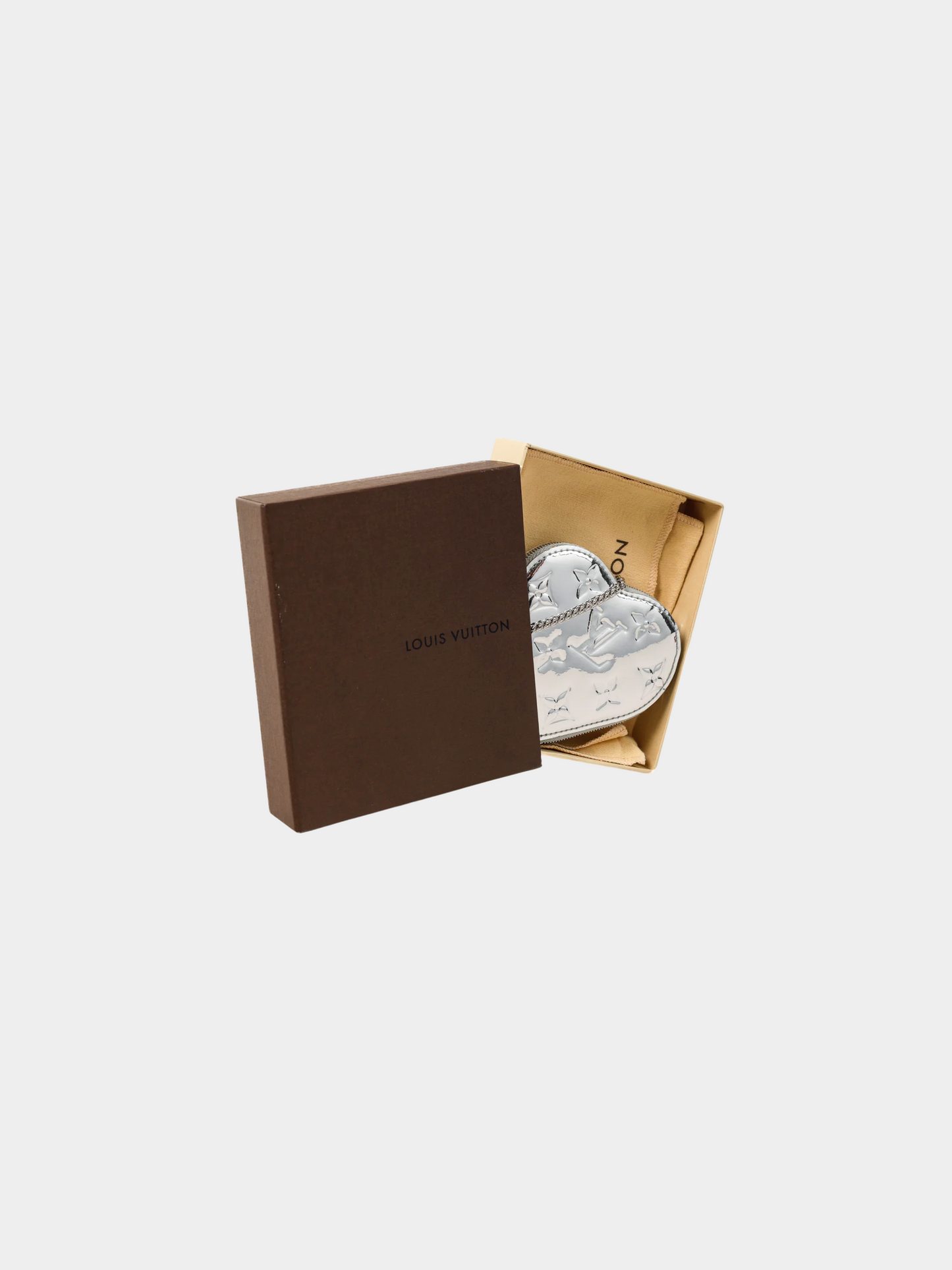 Louis Vuitton 2008 Silver Monogram Miroir Heart Coin Purse