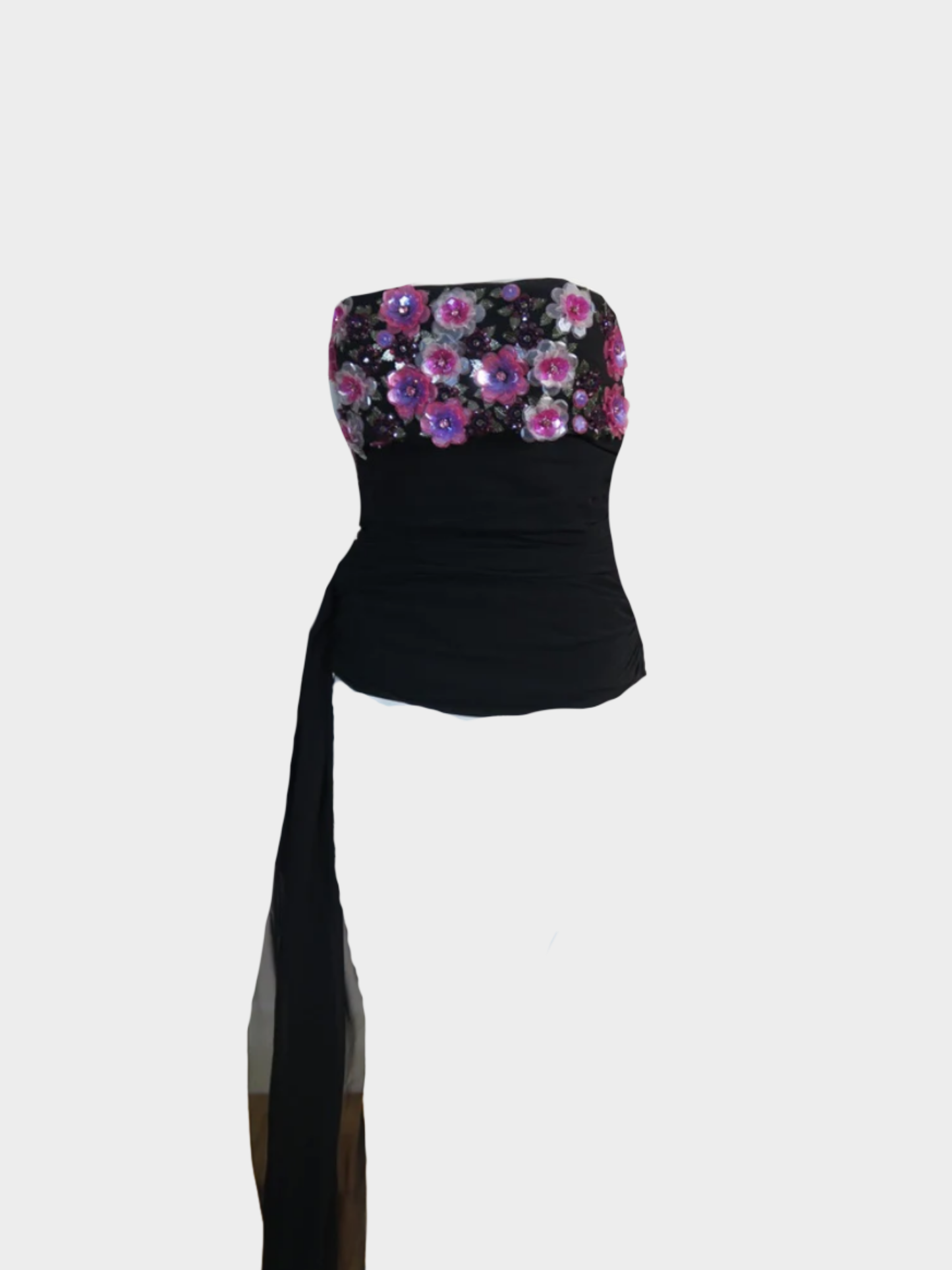 Emanuel Ungaro 2000s Black Floral Corset Dress