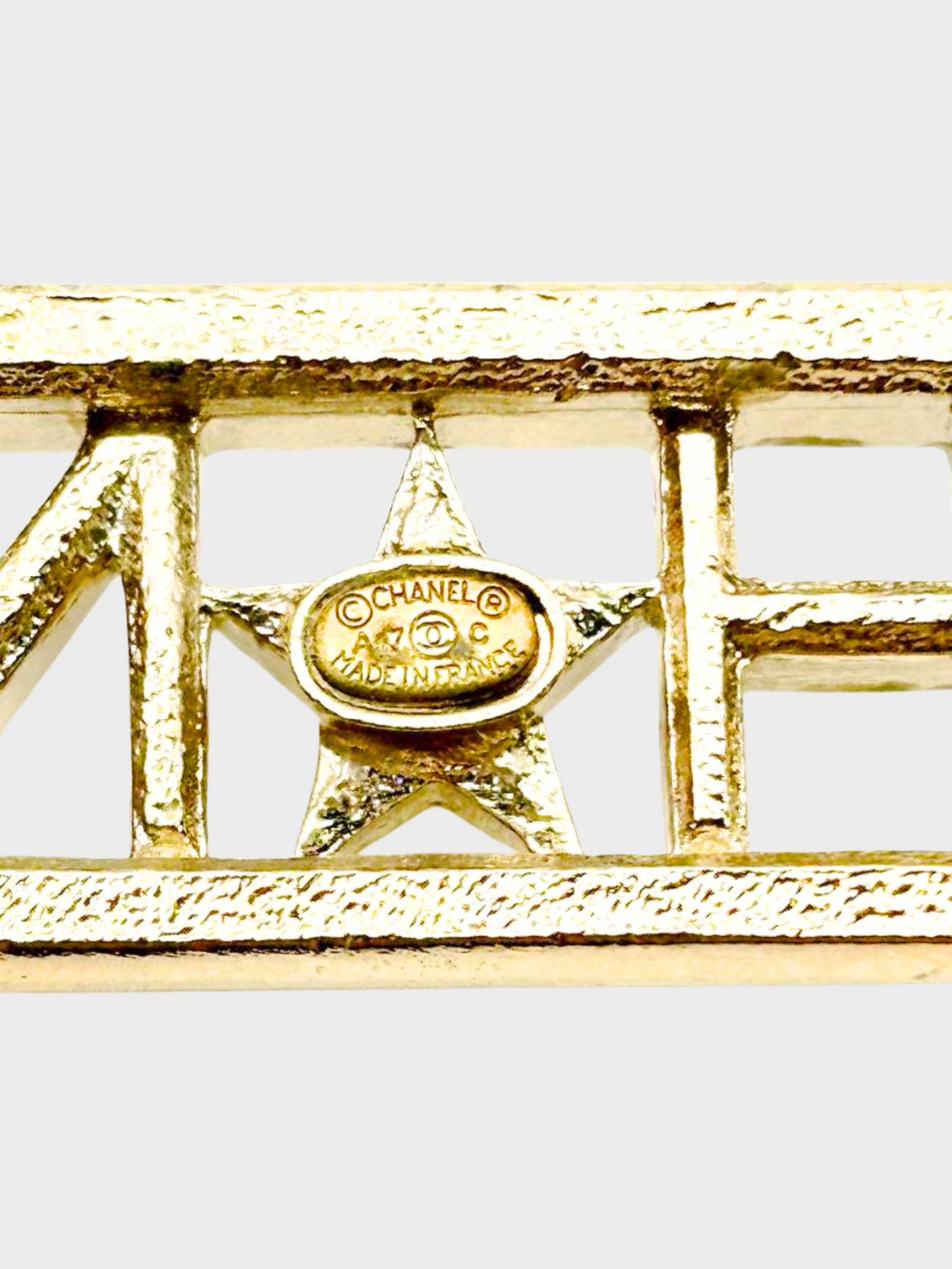 Chanel 2017 Gold Logo Star Rhinestone Brooch