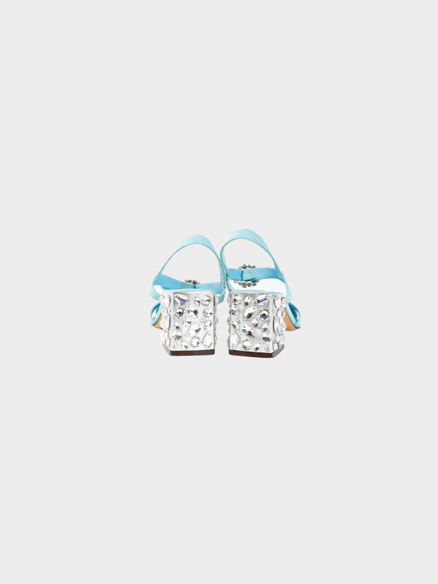 Dolce and Gabbana SS 2018 Light Blue Patent Leather Embellished Heels