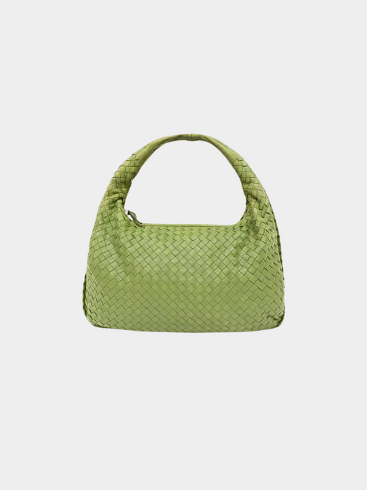 Bottega Veneta 2010s Green Intrecciato Shoulder Bag