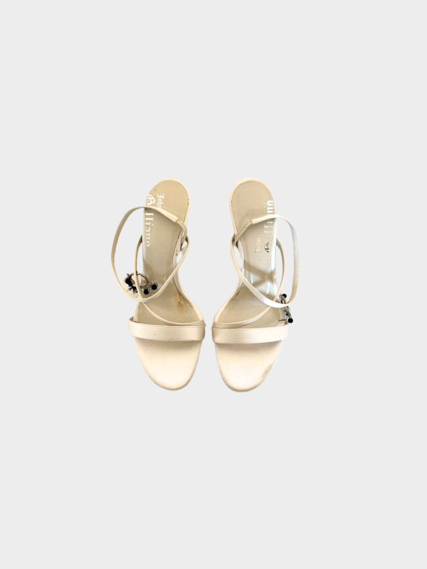 John Galliano 2000s White Leather Charm Gazette Heels