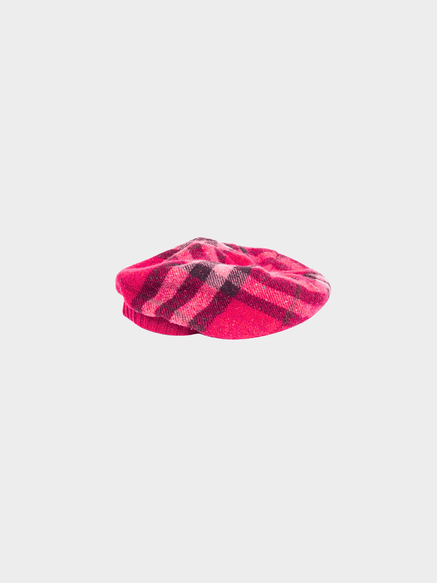 Burberry 2000s Pink Speckled-Check Wool Flannel Beret