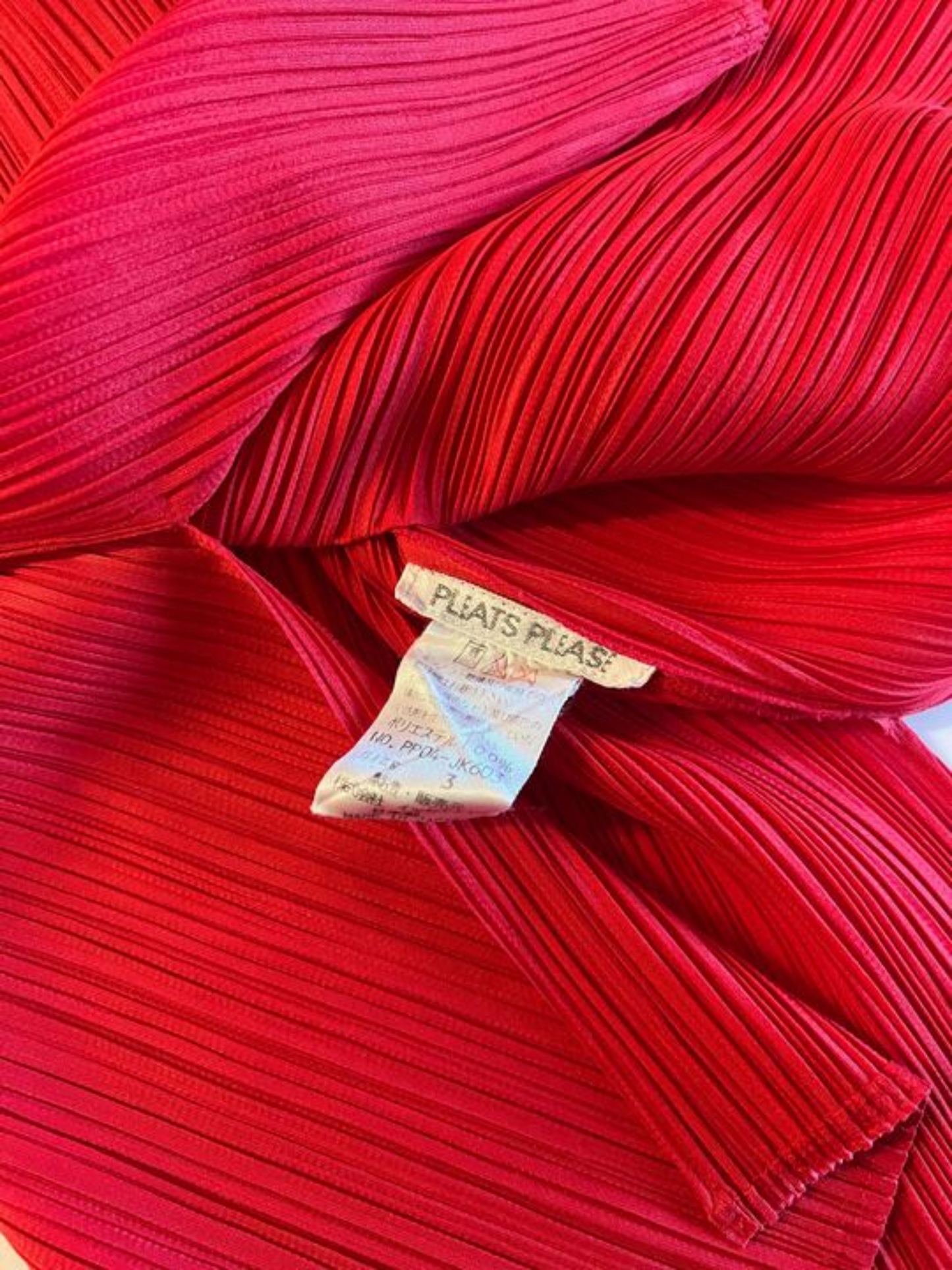 Issey Miyake Pleats Please 2000s Red Mock Neck Sleeveless Top
