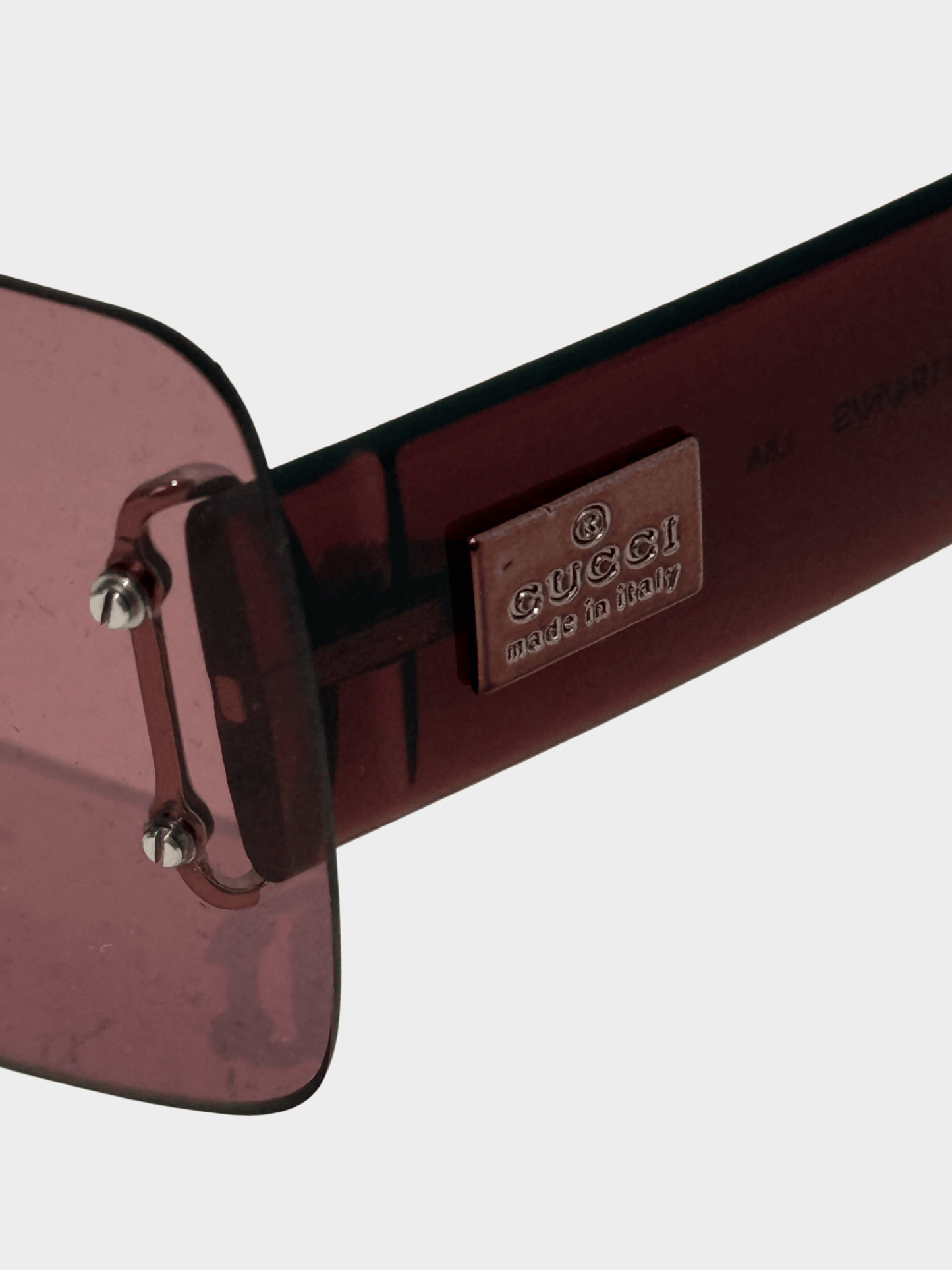 Gucci 2000s Pink Rimless Shield Sunglasses
