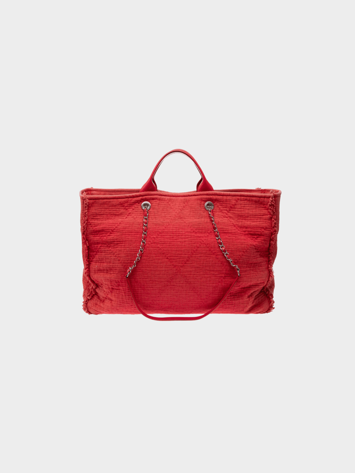 Chanel 2019 Red Orange Canvas Large Double Face Shopping Tote