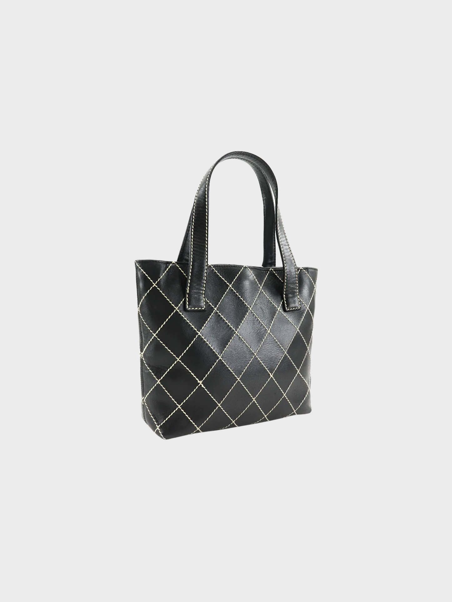 Chanel 2002 Black Wild Stitch Tote Handbag