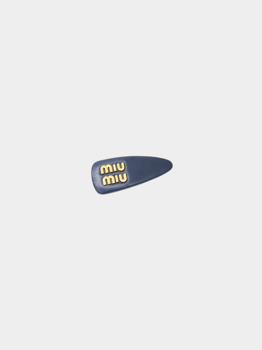 Miu Miu 2010s Blue Leather Hairpin Barrette