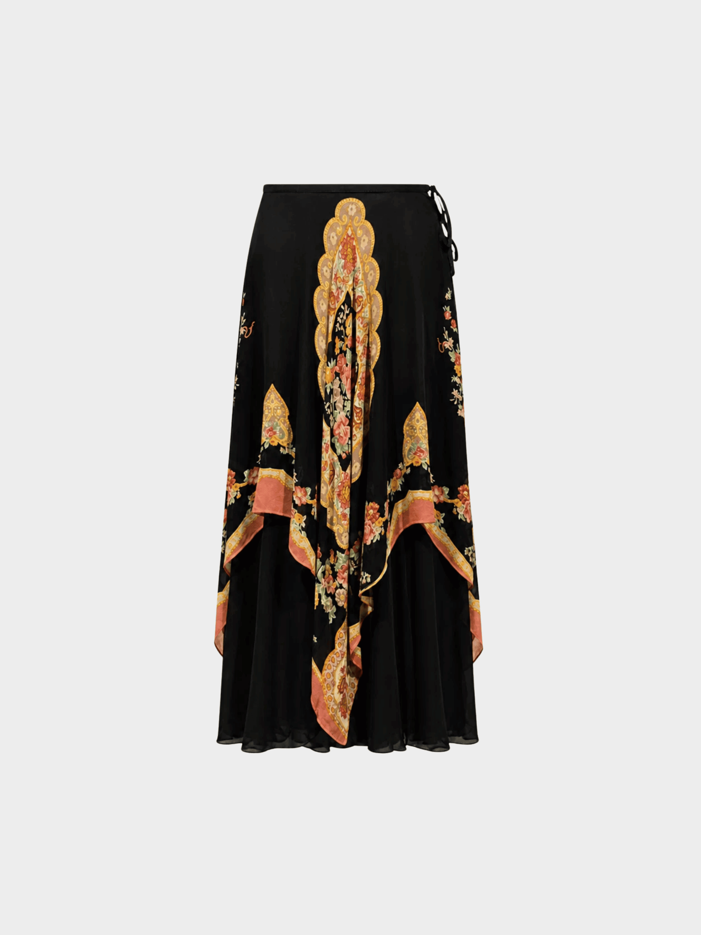Roberto Cavalli 2000s Floral Print Draped Silk Skirt