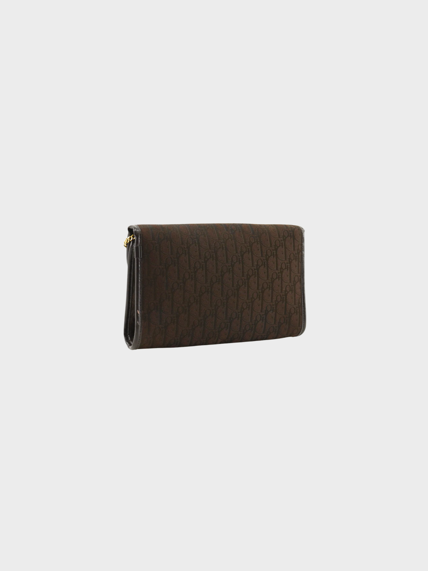 Christian Dior 1990s Brown Trotter Chain Crossbody Clutch Bag