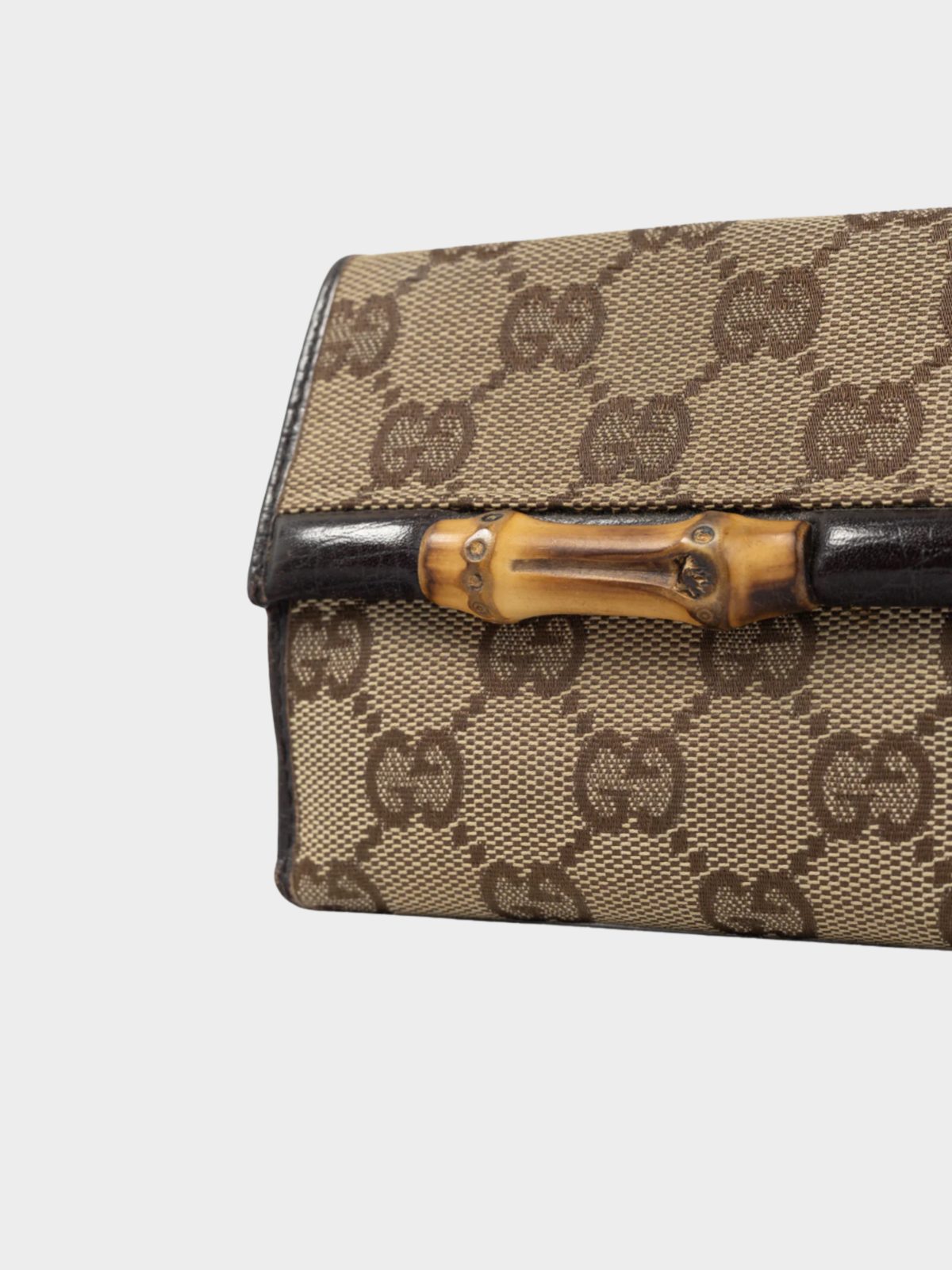 Gucci 2000s Beige GG Canvas Bamboo Bifold Wallet