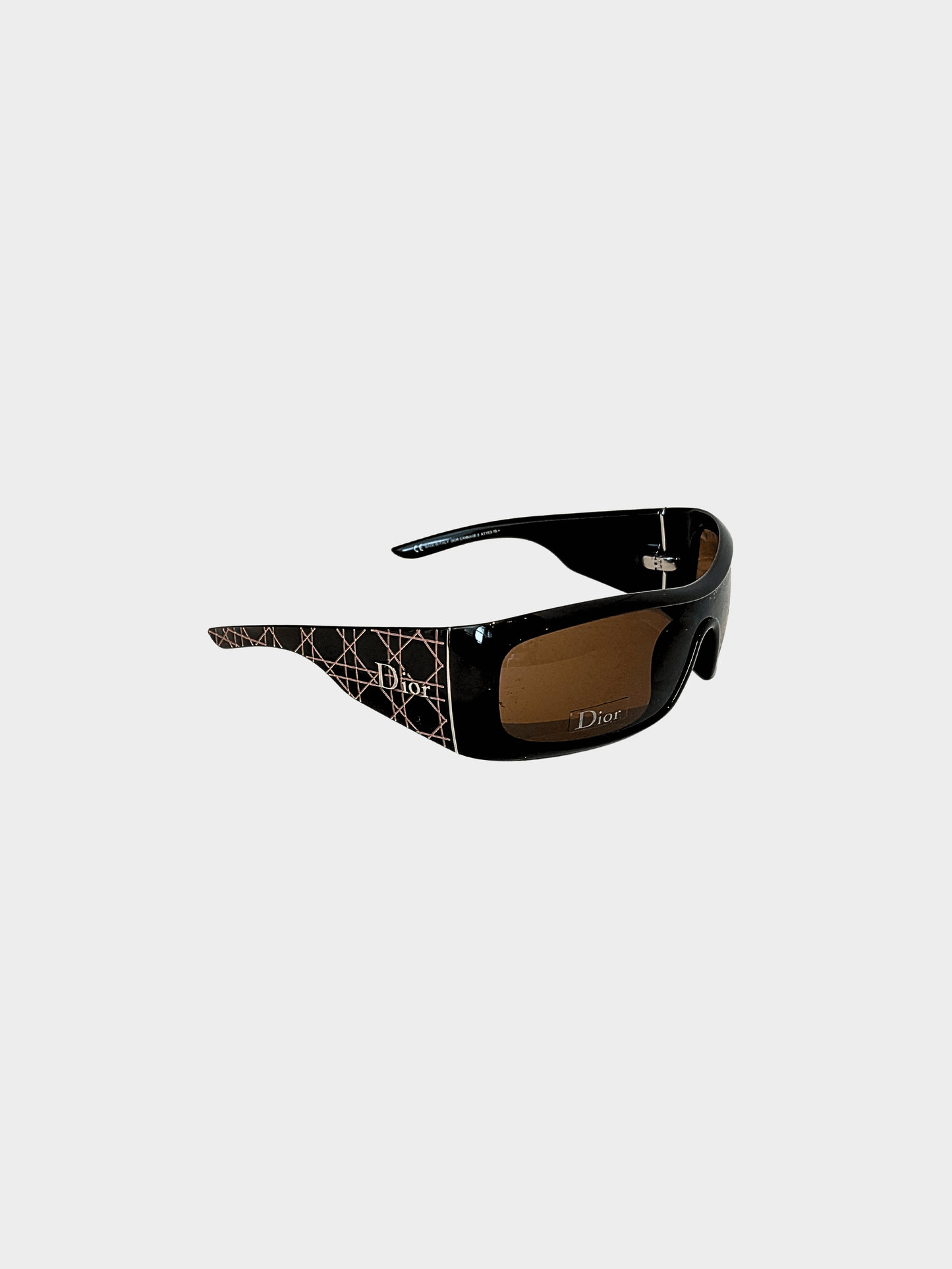 Christian Dior 2000s Black Cannage Logo Rectangle Sunglasses