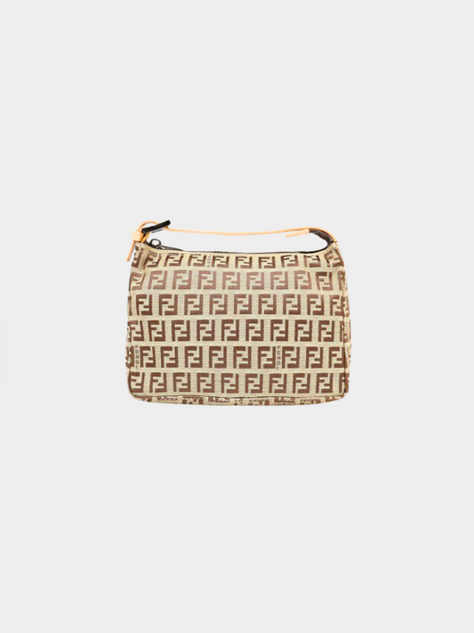 Fendi 2000s Beige Monogram Zucca Mini Handbag