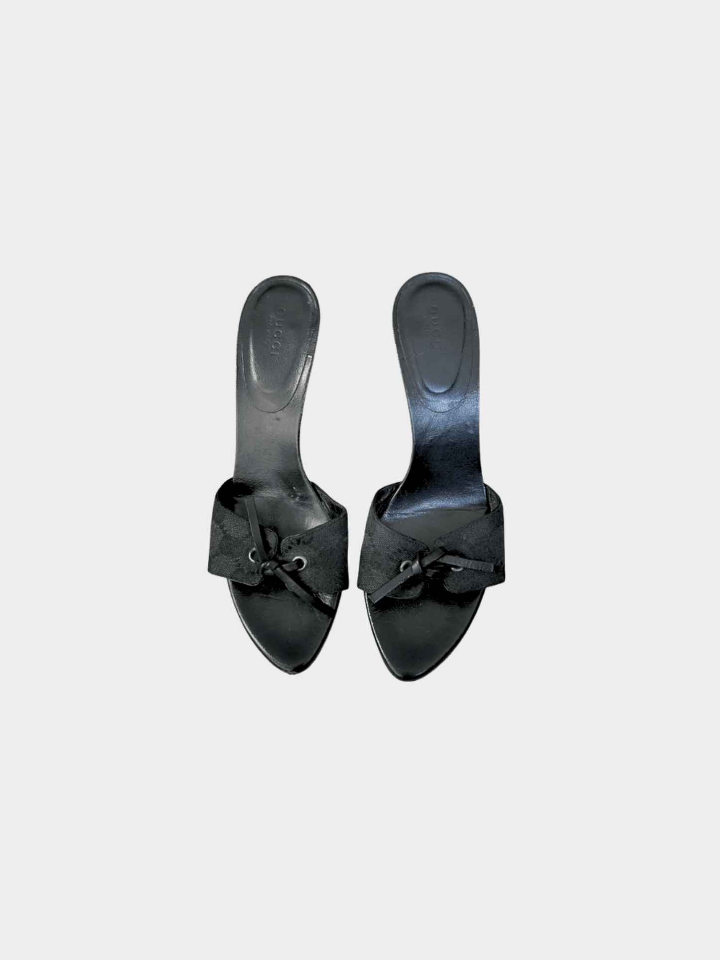 Gucci 2000s Black GG Canvas Slide Sandals