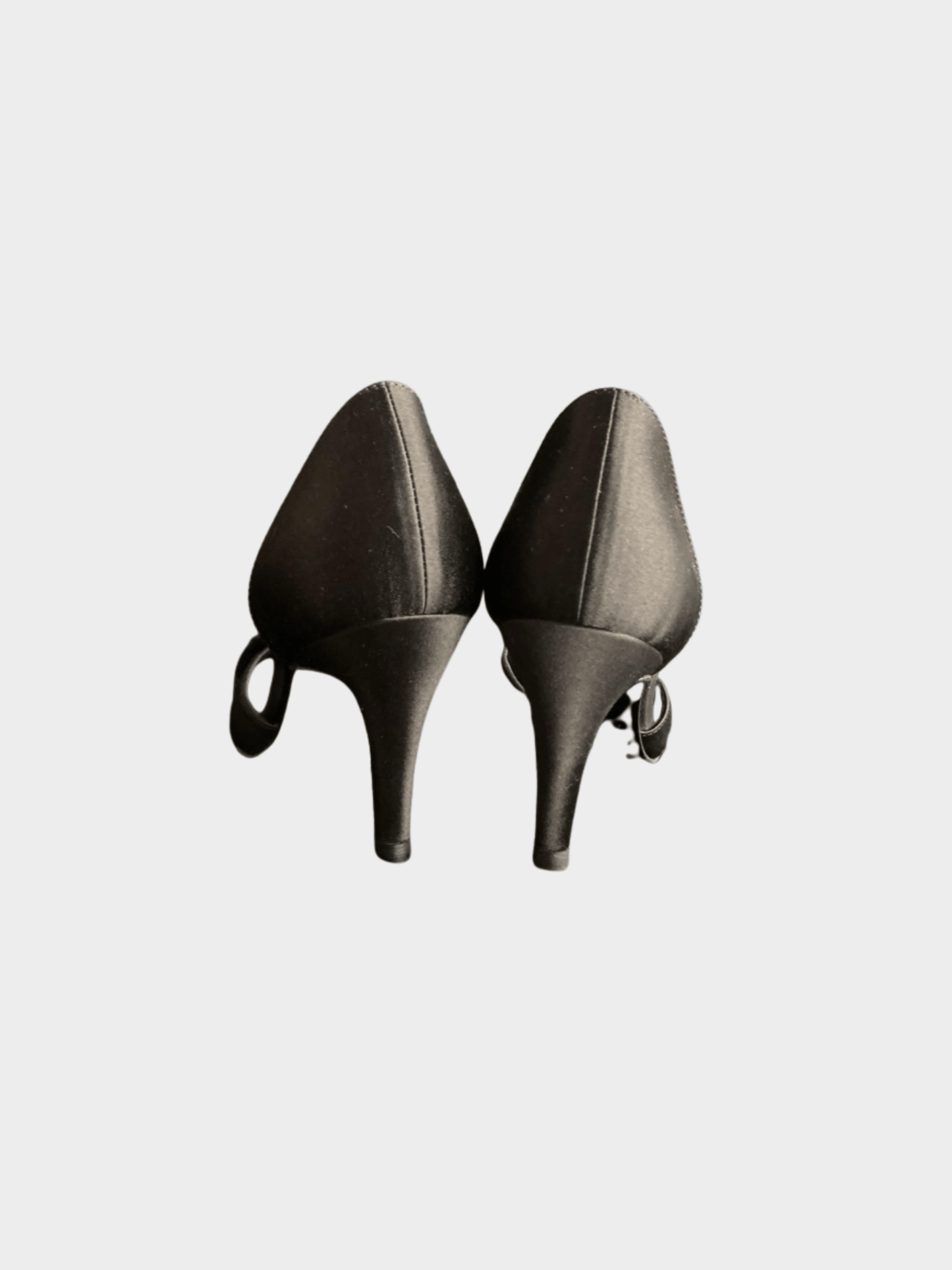 Chanel 2000s Black Satin Flower Bow CC Pumps
