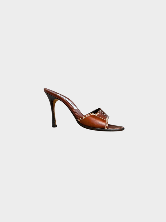 Manolo Blahnik 2000s Brown Mule Heels