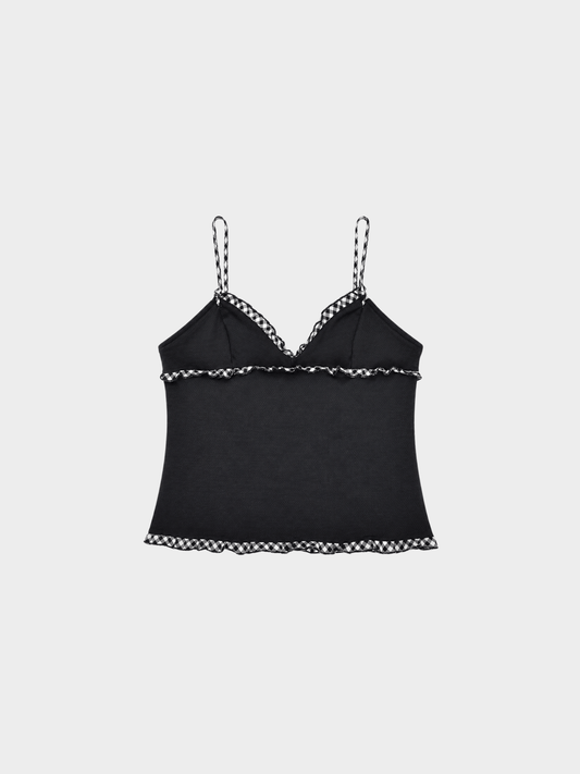 Miu Miu SS 2000 Black Cami Plaid Tank Top