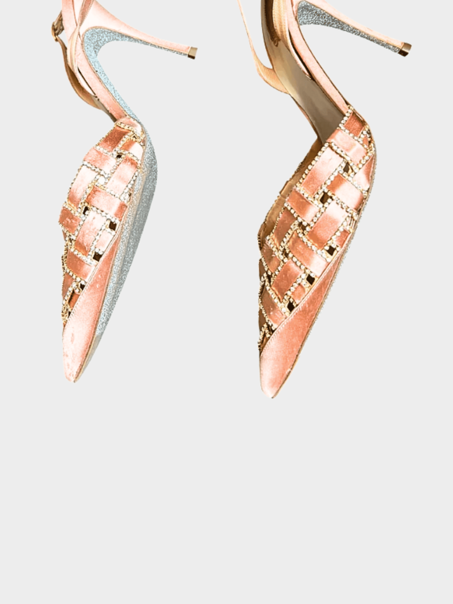 René Caovilla 2010s Pink Satin Juliette Slingback Heels