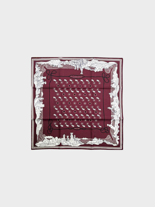 Hermès 2020s Les Canyons Etoiles Limited Edition Bordeaux Silk Scarf