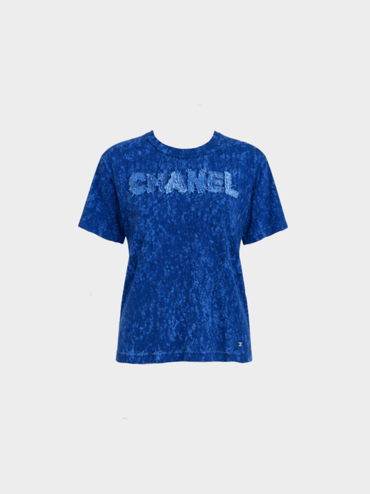 Chanel 2020s Blue Patchwork Logo Shirt