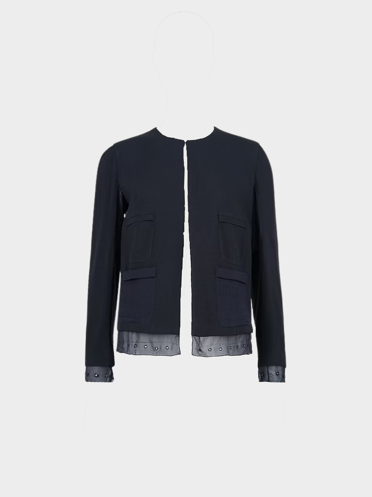 Prada SS 2000 Navy Blue Lace Silk Cardigan