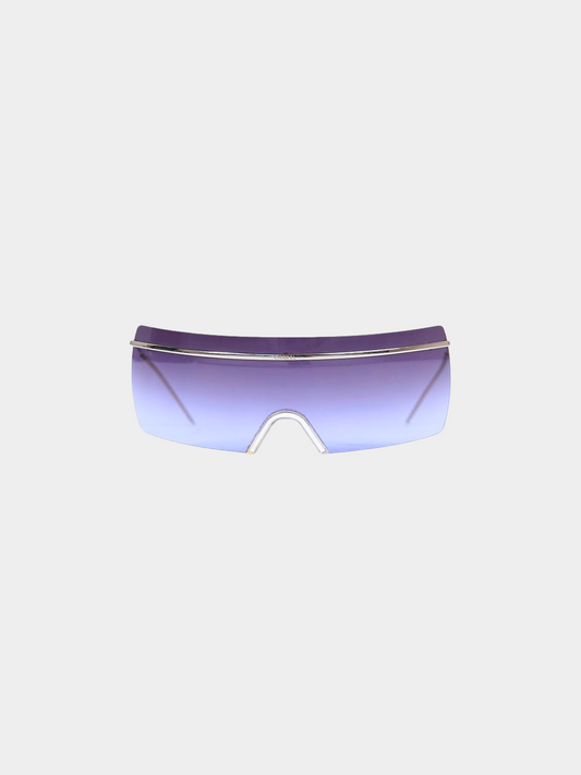 Chanel 2000s Purple Shield Square Sunglasses