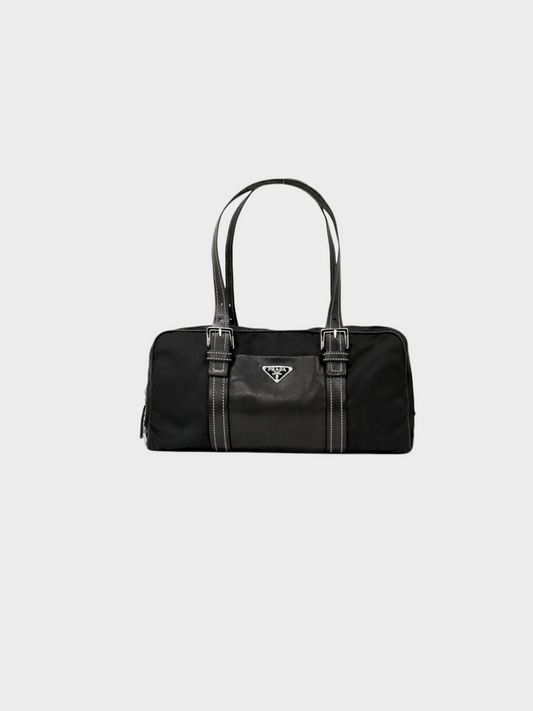 Prada 2000s Black Nylon Mini Boston Bag